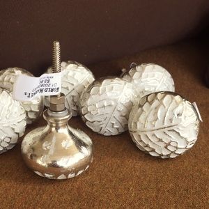 World Market 8 ivory & matte silver knobs / pulls